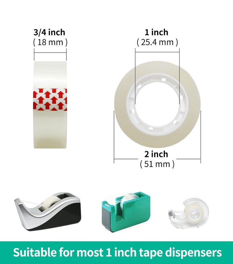 GIBIBU 6 Rolls Transparent Tape Refills, Clear Tape Dispenser Refill Rolls, Glossy Gift Wrap Tapes for Office, School, Home, 3/4 x 1000 Inches - Image 2